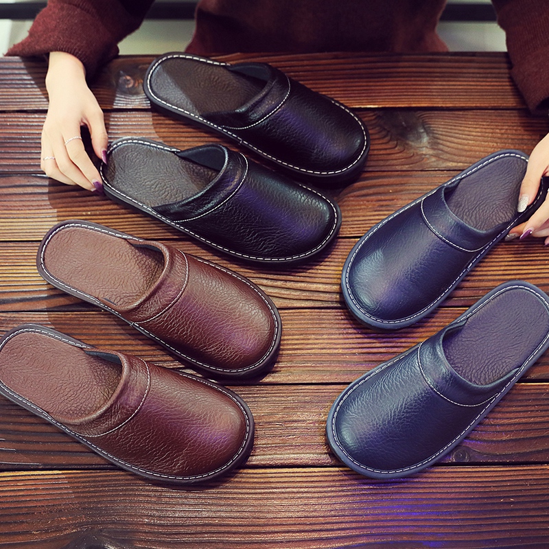 Home Leather Slippers Men's Plus Size Spring And Autumn Waterproof Platform foto 5