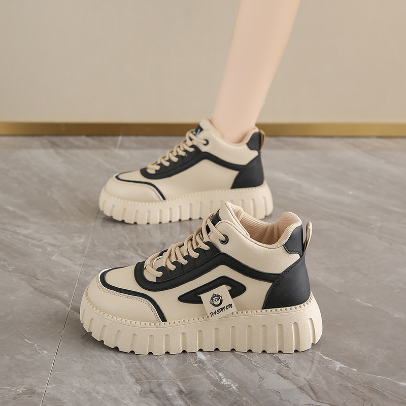 Breathable High-top White Shoes For Women Versatile Chunky-soled Athletic-casual Style foto 5