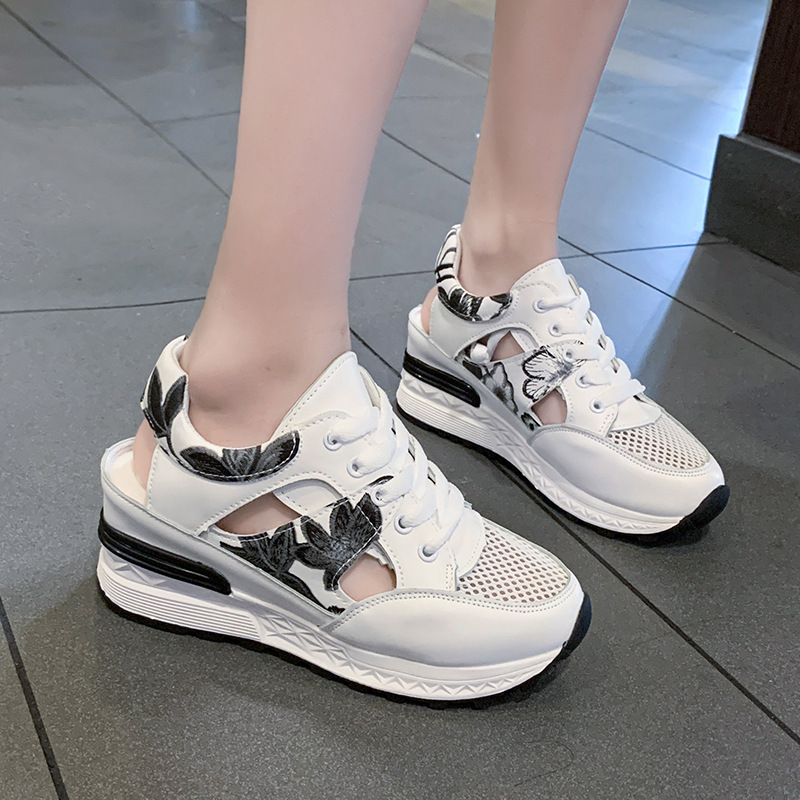 Baotou Hollowed-out Breathable Mesh Thick-soled Sneakers foto 3