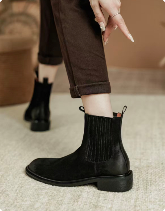 Women's Genuine Leather Retro British Style Chelsea Boots foto 2