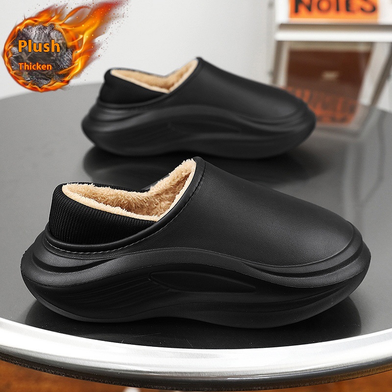 Cotton Slippers Men's Winter Bag Heel Fleece-lined foto 2