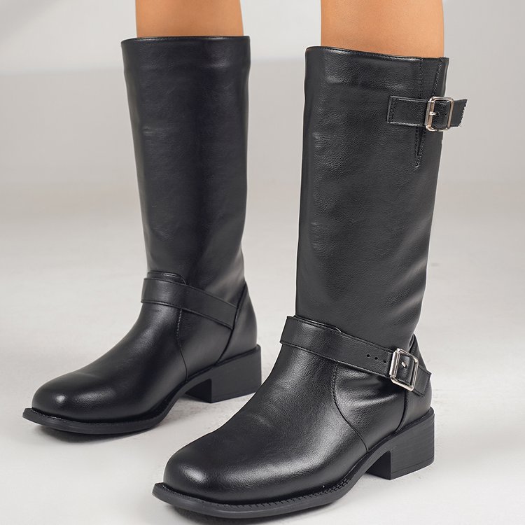 Womens Plus-Size Chunky-Heel Zipper Thigh-High Boots foto 4
