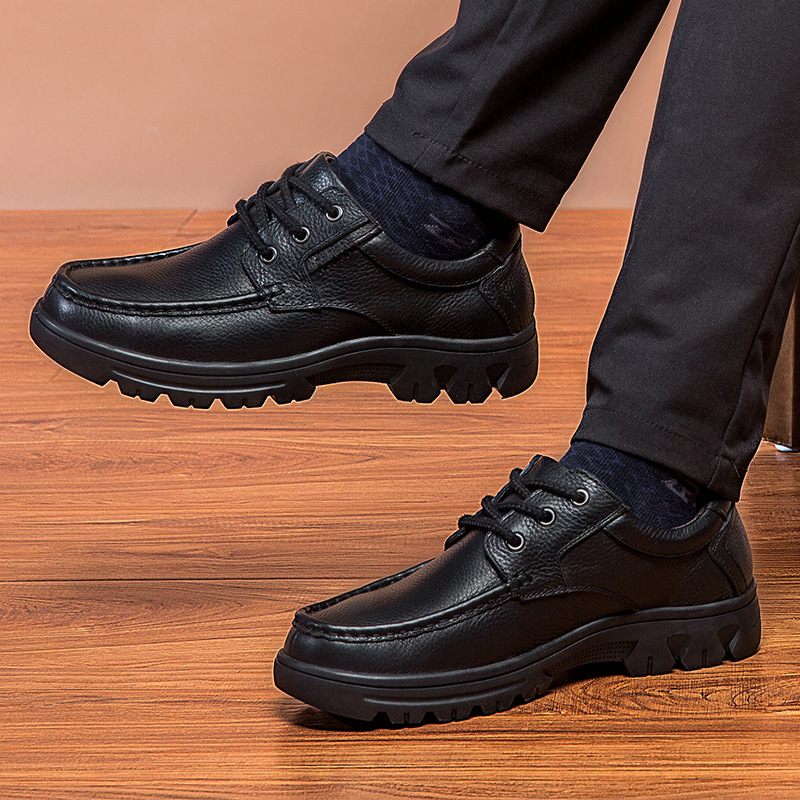 Outdoor Leather Shoes Low-cut Lace-up Casual Shoes Cowhide Work Boots foto 4