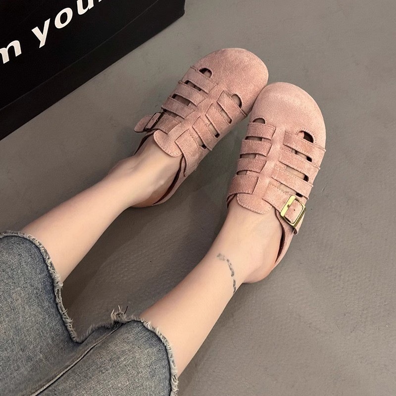 Women's Summer Outdoor Sandals - Closed Toe Semi Open Vintage Style Yellow Birkenstock Inspired Footwear foto 3