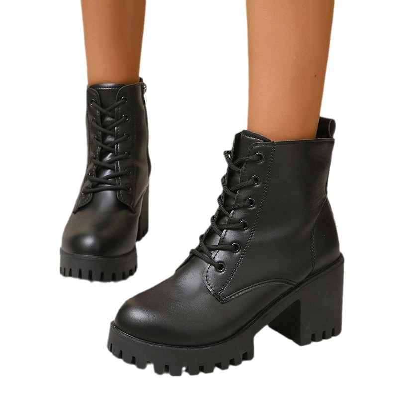 Chunky-soled Womens British-style Ankle Boots foto 2