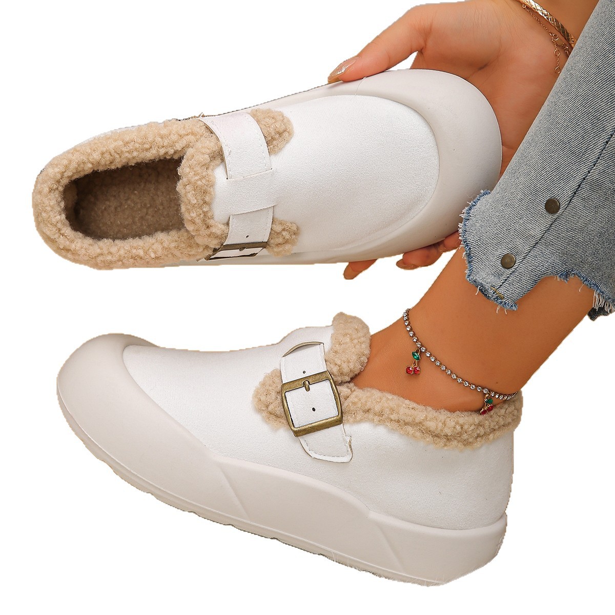 Winter Fleece-lined Non-slip Thickening Thermal Cotton Shoes foto 2