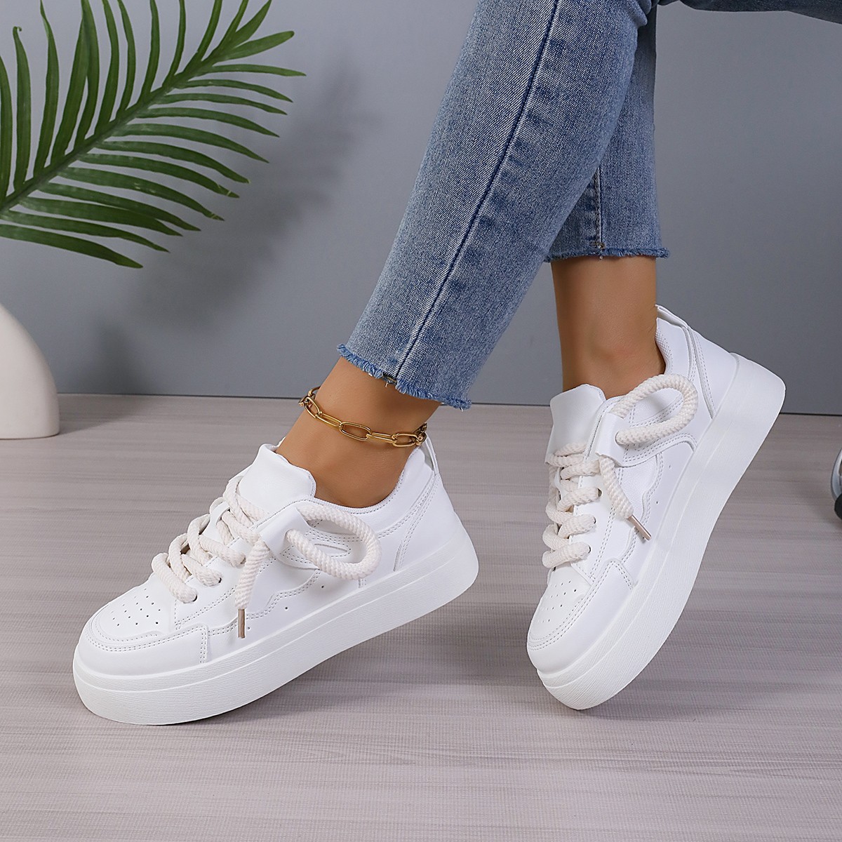 Large Size White Shoes Female Student Platform foto 2