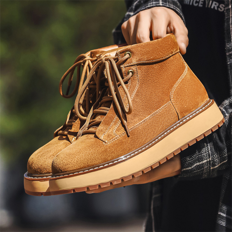 Genuine Leather Casual Platform Worker Boot British Retro Ankle Boots foto 3