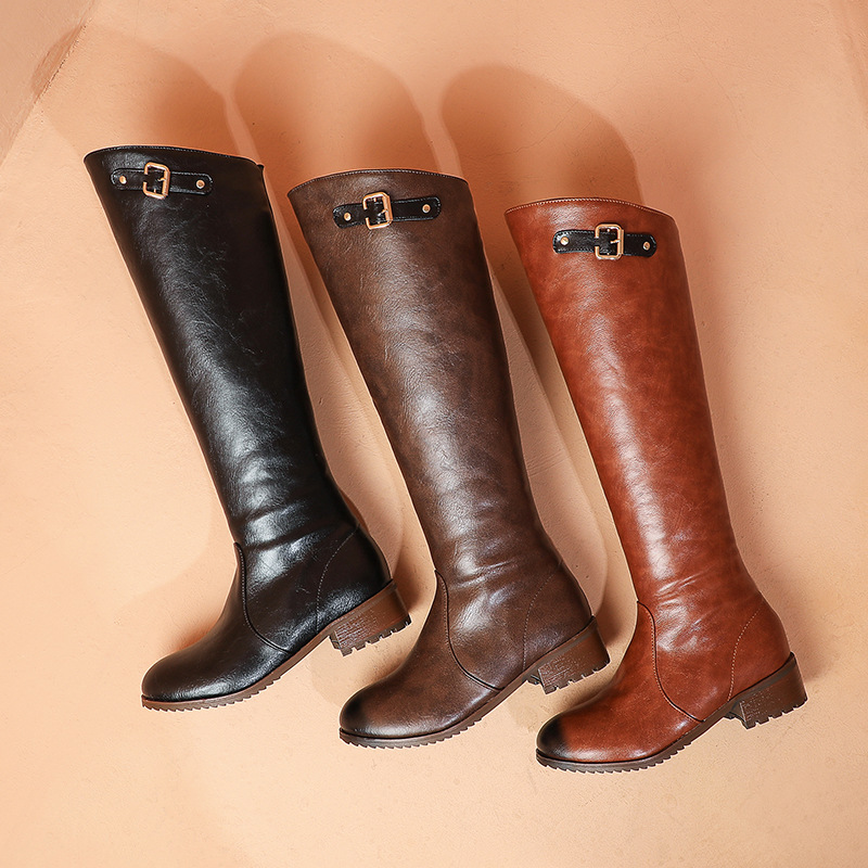Retro Casual Women's Chunky Heel Knight Boots foto 4