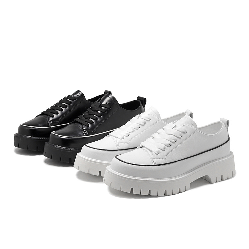 Round Toe Color-blocking Stitching Low Heel Platform Casual Shoes foto 3