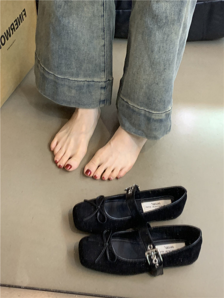 Flat Bow Ballet Silver Belt Buckle Shoes foto 5