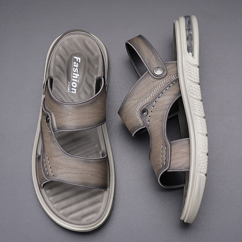 New Summer Genuine Leather Double Sole Middle-aged And Elderly Casual Beach Non-slip Men's Sandals foto 2