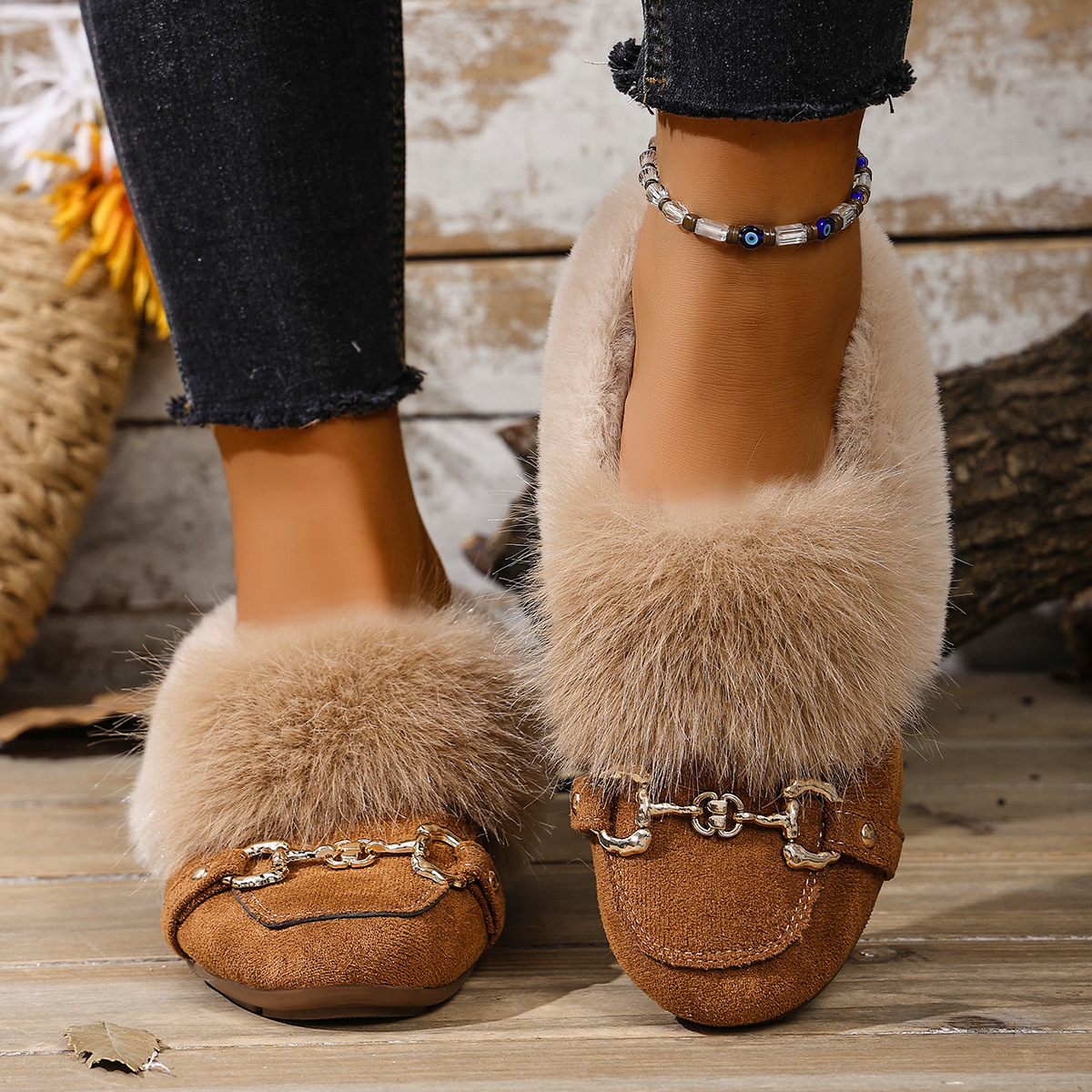 Cotton-padded With Velvet Lightweight And Comfortable Skin-friendly Plush Comfortable Versatile Women's Shoes foto 5