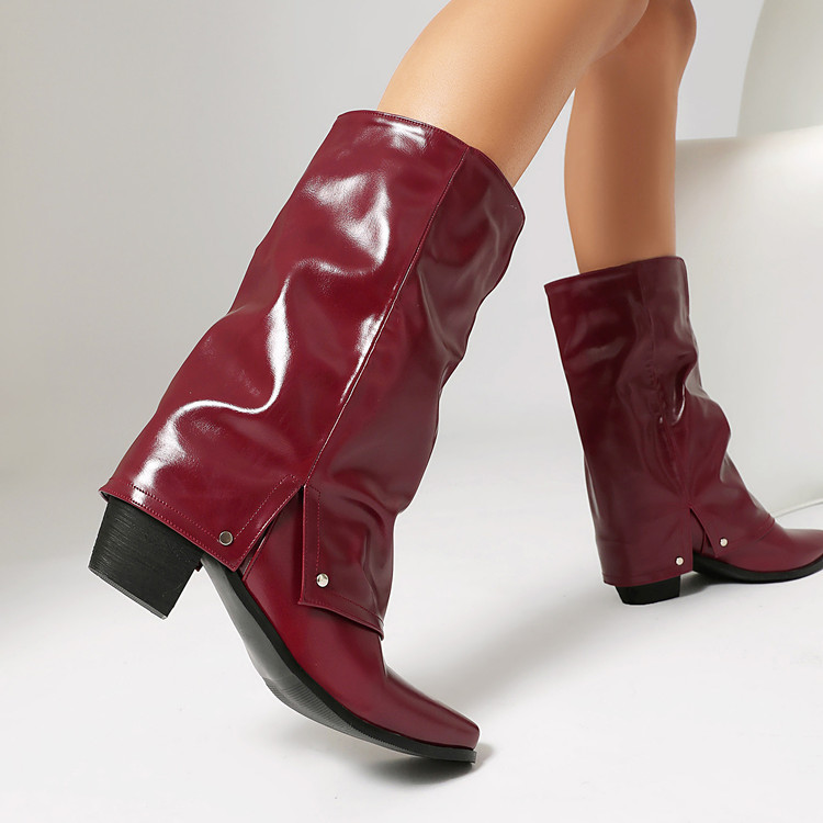 Retro Chunky-heeled Booties For Women foto 5