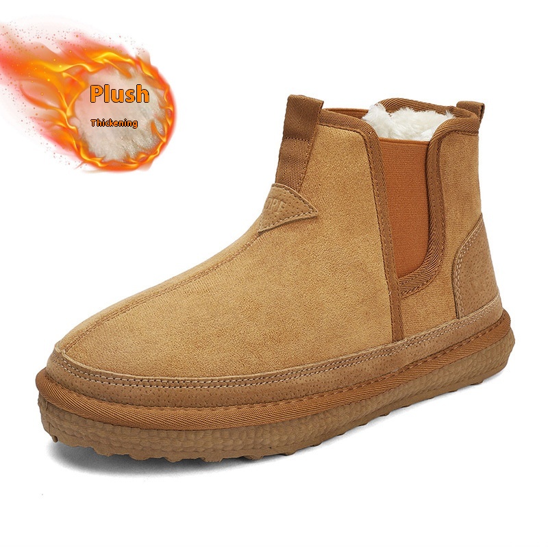 Winter Fleece Snow Boots Round-toed Flat Shoes Casual Warm Sports Shoes Men Ankle Boot foto 2