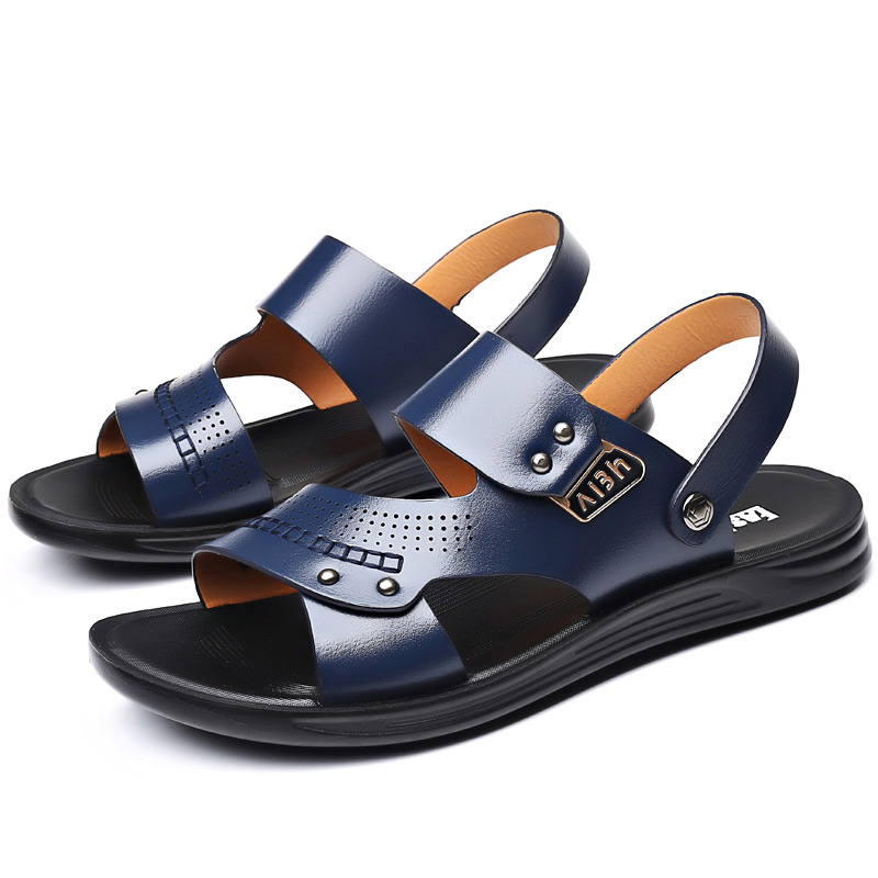 Men's Genuine Leather Wear-resisting Non-slip Breathable Slippers foto 3