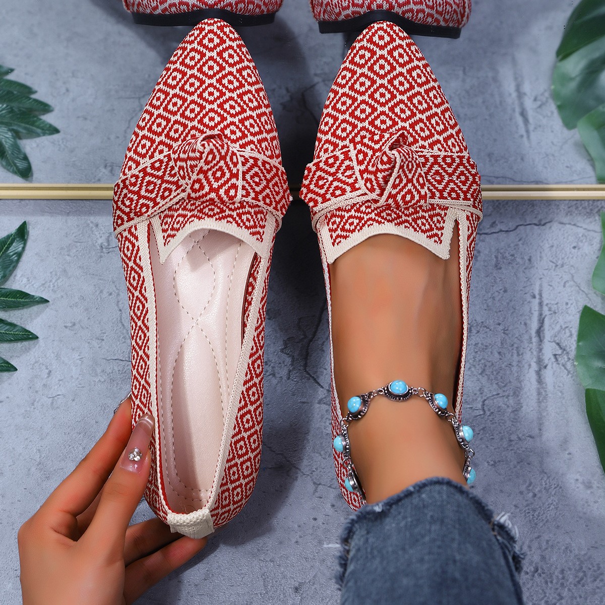 Womens Comfortable Non-slip Bow-tie Loafers foto 3
