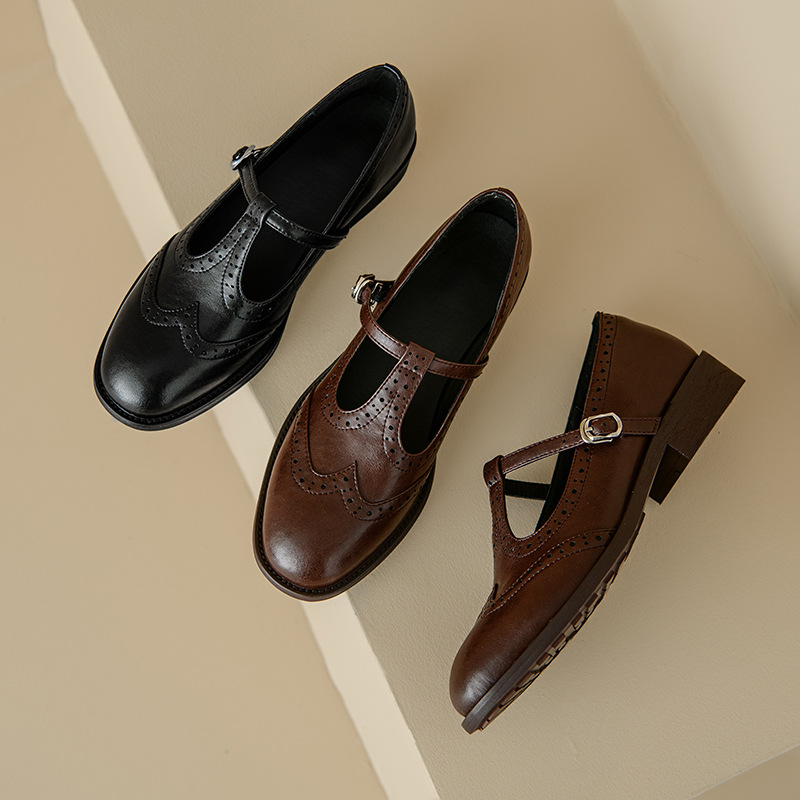 Retro Round Head T Shape Mary Jane Shoes Women foto 5