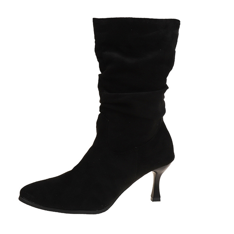 Womens Winter Thickened Pointed-toe High-heeled Ankle Boots