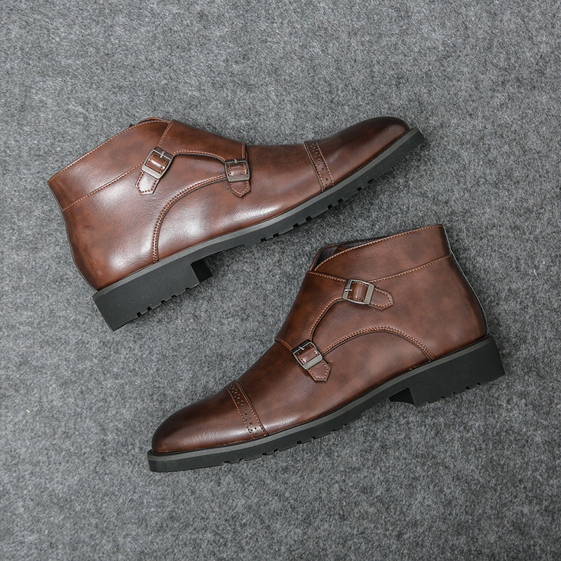 High-Top Pointed Leather Retro Men's Outdoor Casual Martin Boots foto 4