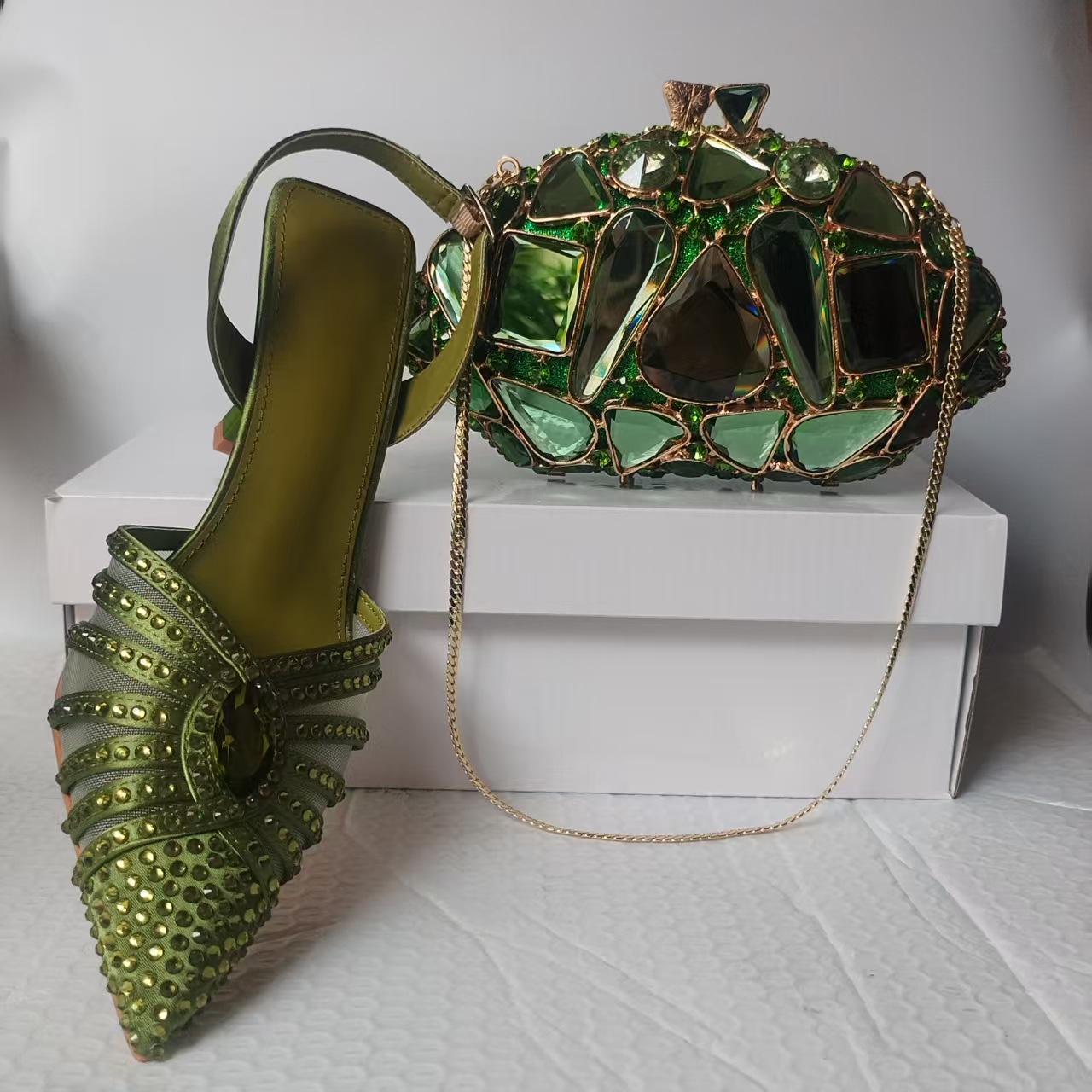 Full-Strass Pointed-Toe High Heel Sandals Crystal Rhinestone Pointed-Toe Heels foto 4