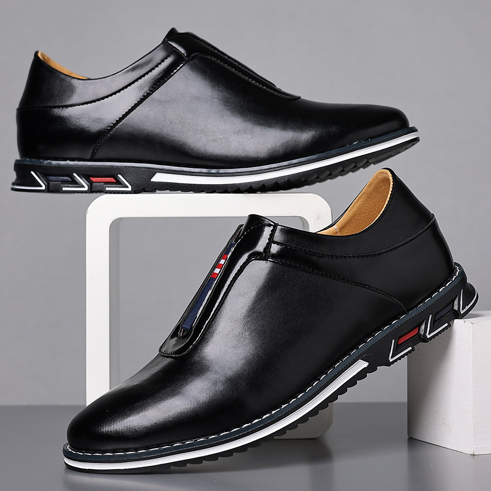 Mens Solid-color Casual Leather Shoes foto 4