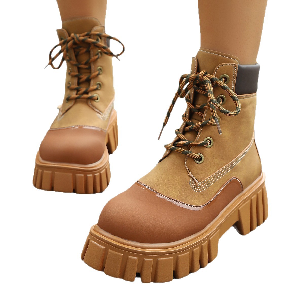 Women's Chunky Plus-size Vintage Ankle Boots foto 4