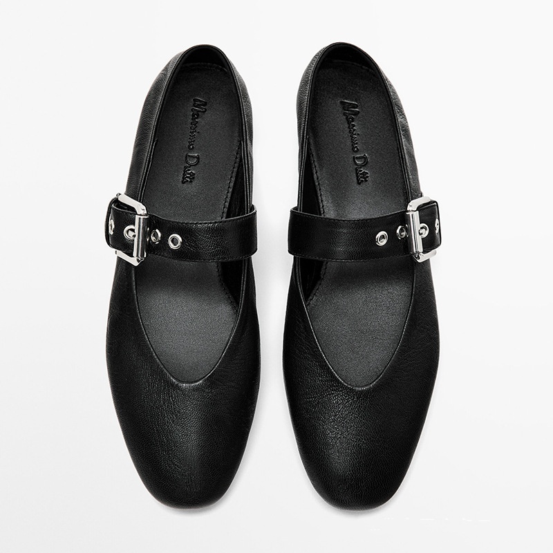 Women's Comfortable Leather Buckle Decorative Casual Shoes foto 2