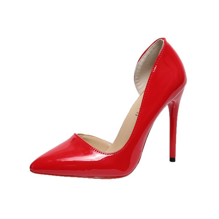 Womens Niche Designer-style Patent Leather Black Stilettos foto 5