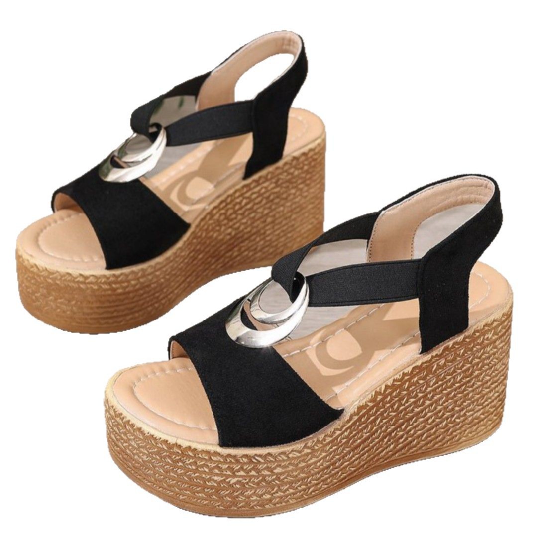 Fashionable Open-Toe Wedge Sandals With Thick Sole For Height Increase foto 3