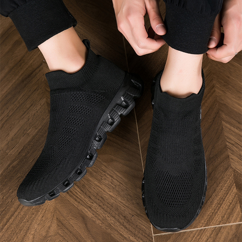 Casual Solid Color Flying Woven Sports Shoes Men Lightweight Breathable Mesh Shoes Summer Sneakers foto 5