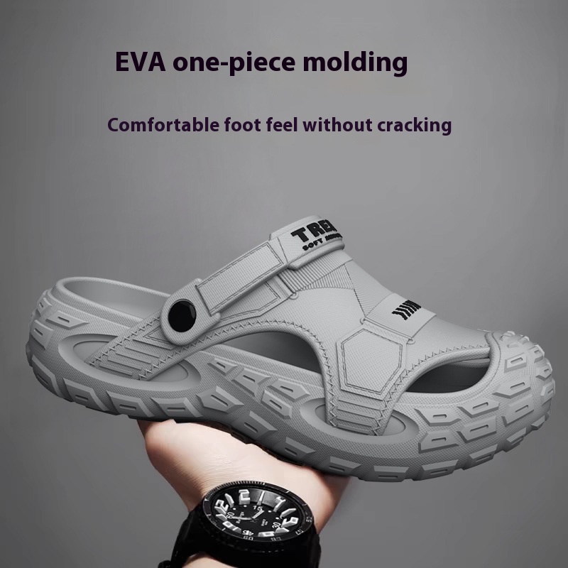 Men's Outdoor Two-way Hole Shoes New Feeling Of Shit Breathable Non-slip Leisure Pump Beach Slippers foto 4