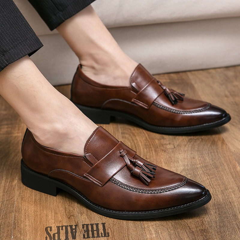 Mens British-style Casual Fashionable Business Tassel Leather Shoes foto 5