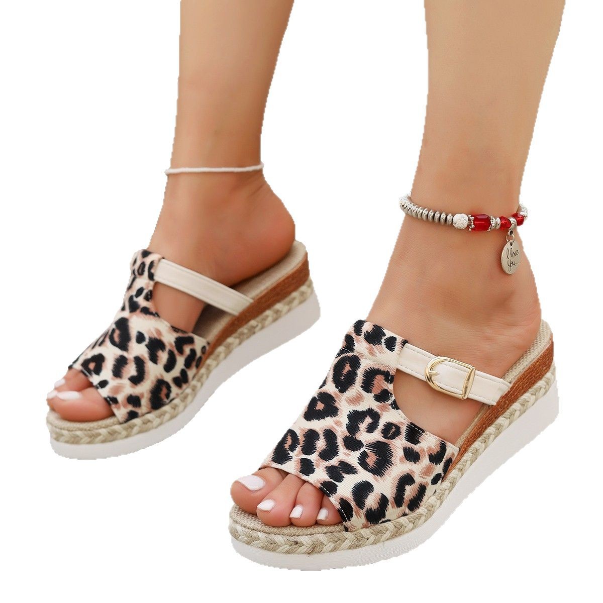 Spring New Wedge Platform Leopard Print Sandals foto 2