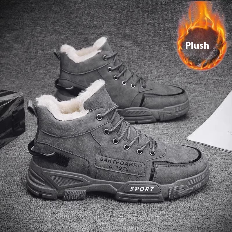 Fur Integrated Fleece-lined Warm High Cotton-padded Shoes Men foto 4