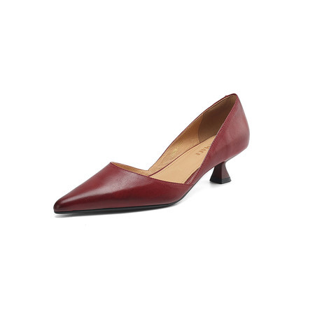 Genuine Leather Camellia Square-Toe Chunky-Heel Flat Shoes foto 3