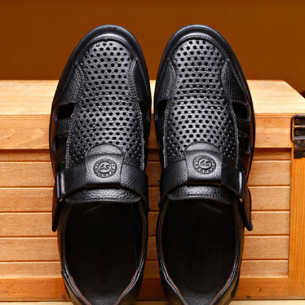 Men's Summer Hollow Breathable Leather Shoes foto 5