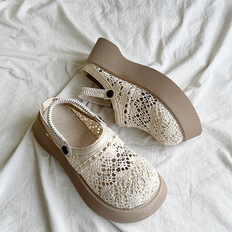 New Hollow-out Mesh Upper Commuter Sandals Paired With A Skirt foto 2