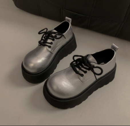 Women's Thick-Soled Retro British-Style Lace-Up Casual Shoes foto 5
