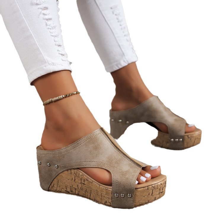Wedge Sandals Popular Summer New Round Head Thick Bottom Roman Sandals foto 2
