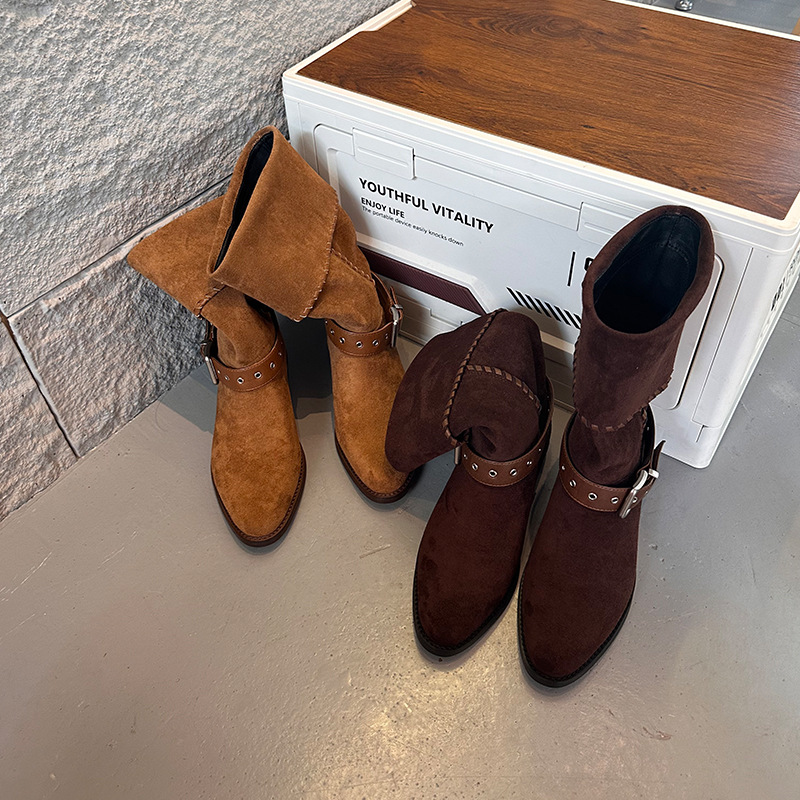 Western Denim British Style Knight Boots Leisure foto 4