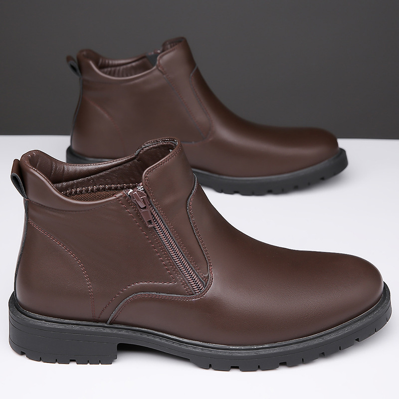 Men's Leather Shoes High-top Leather Casual foto 2