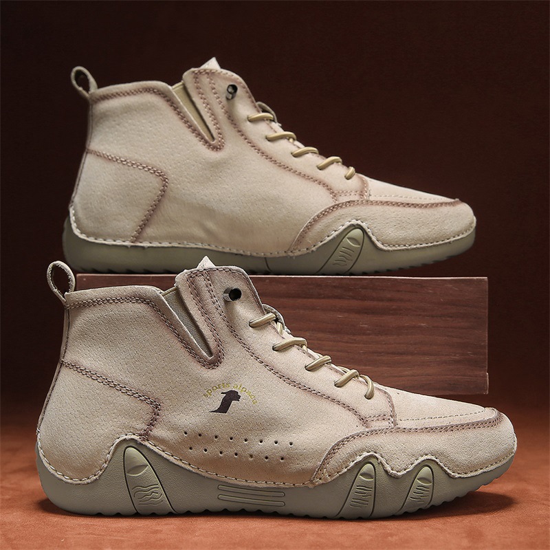 Men's Simple Printed Genuine Leather Working Wear Ankle Boots foto 4