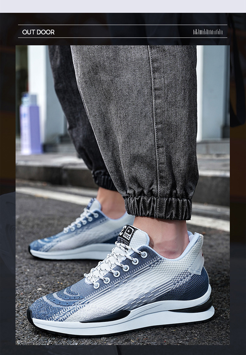 Height Increasing Insole Men's Shoes Breathable Lace Up Sports Casual Shoes