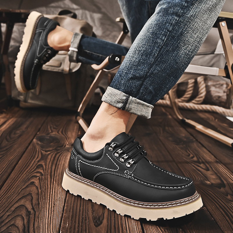 Genuine Leather Fashion Versatile Casual Shoes Thick Sole Height Increasing foto 4