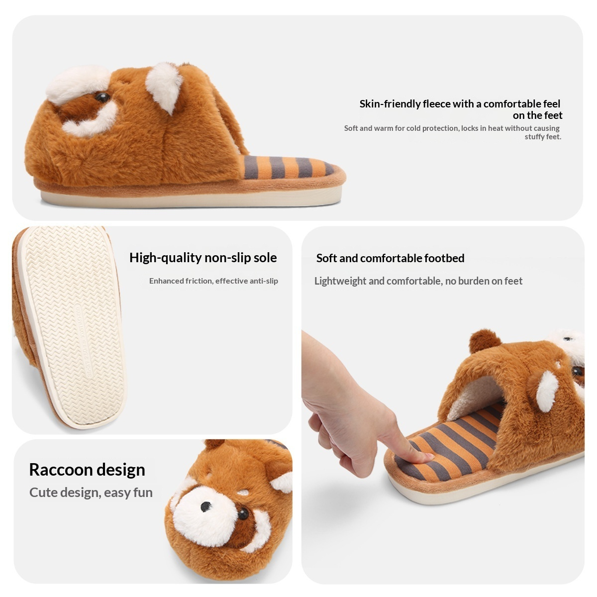 Womens Cartoon Cute Warm Fuzzy Slippers foto 2