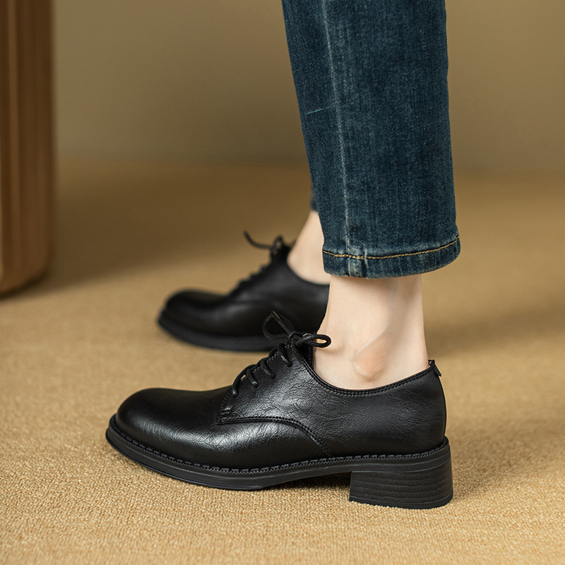 New British Style Round Toe Leather Shoes Women foto 3