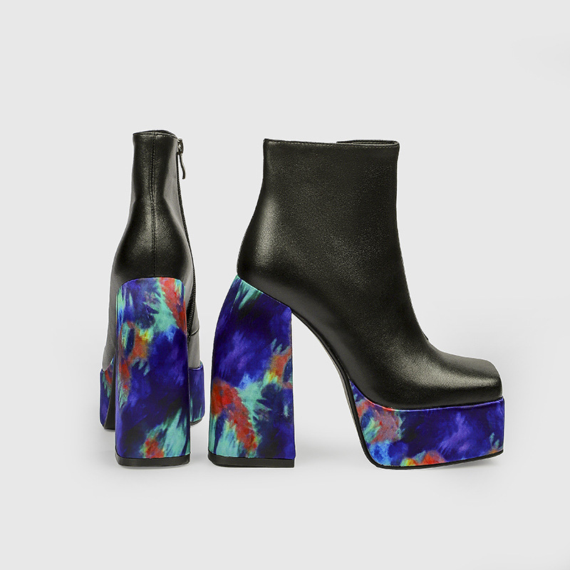 Womens High-Heeled Leather Fashion Boots foto 4