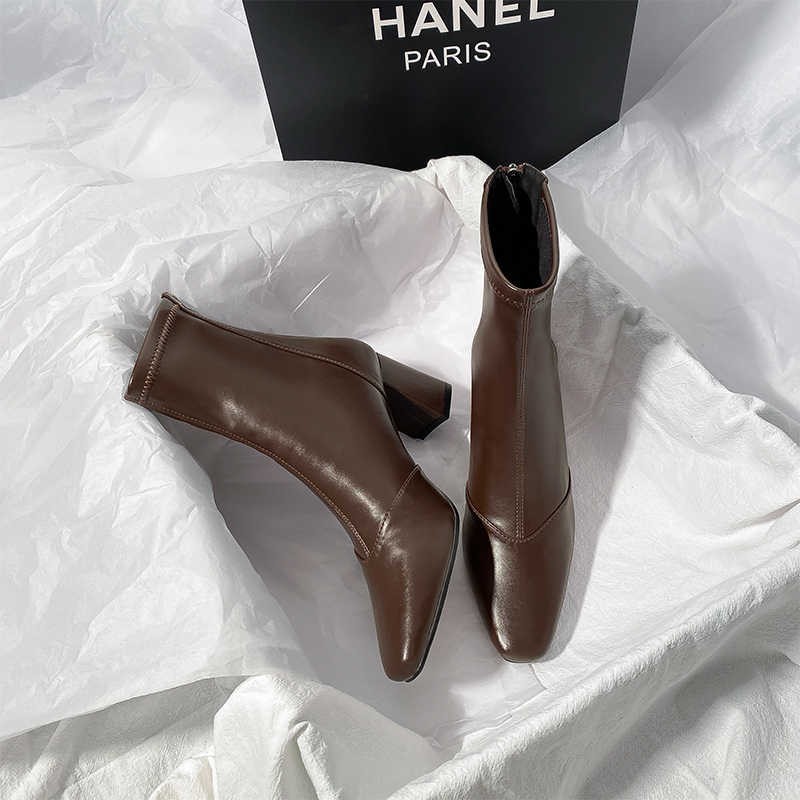 Soft Leather Back Zipper With Velvet To Show Skinny Boots foto 5