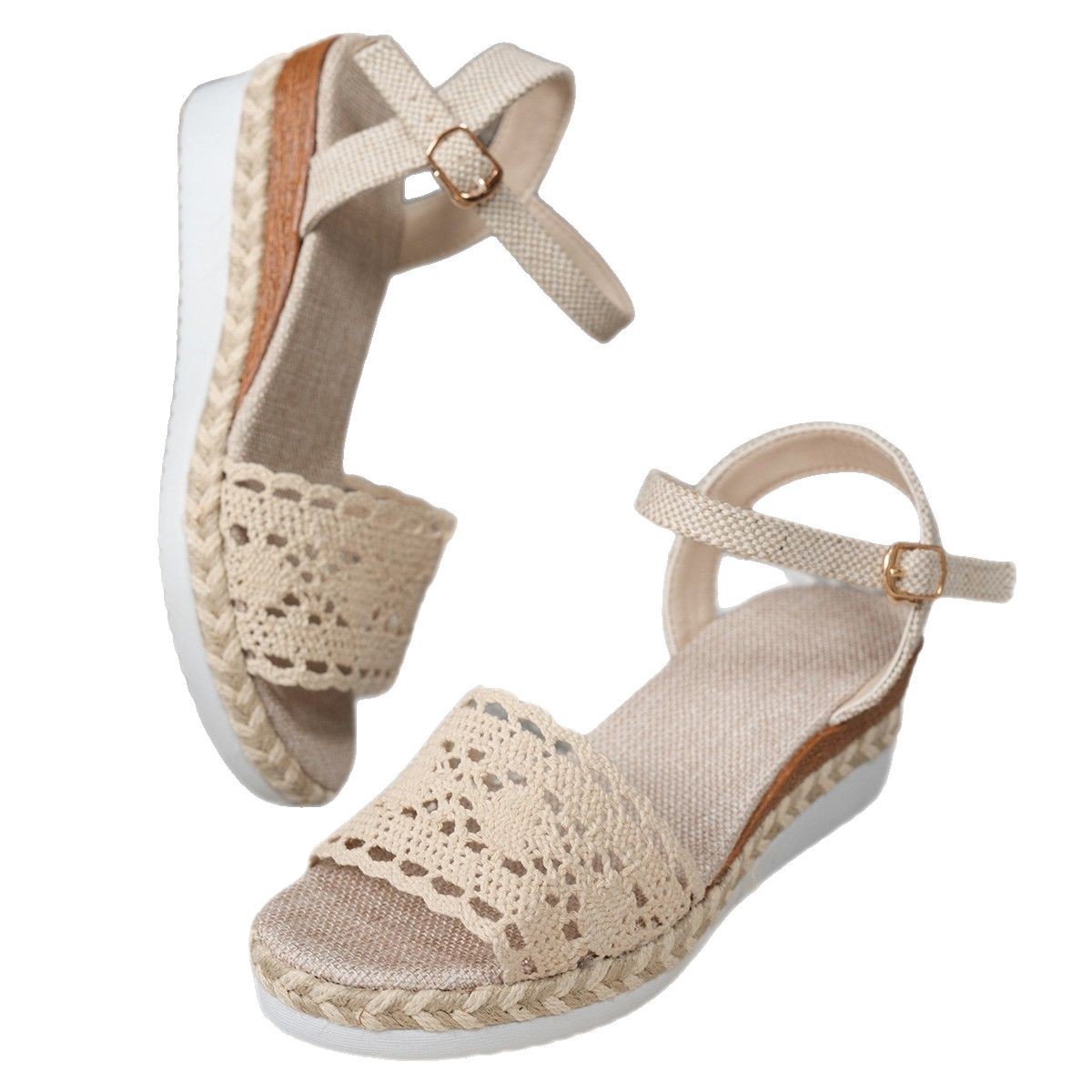 Closed Toe Back Empty Hollow-out Wedge Thick Bottom With Plus Size Casual Breathable All-match Roman Style foto 5
